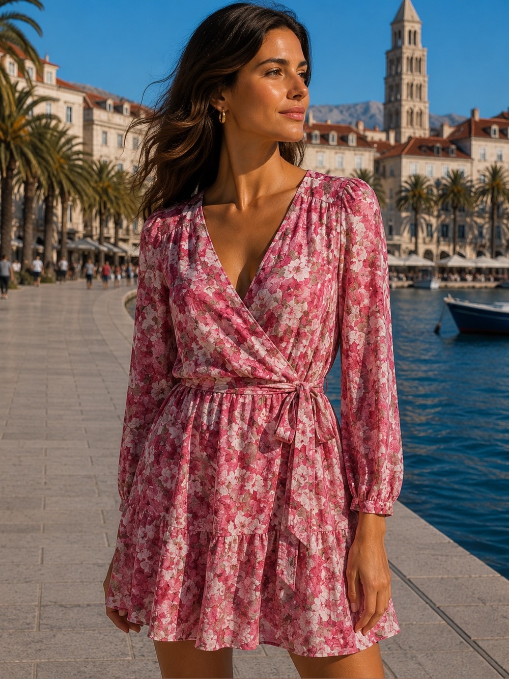 💚Vibrant Pink Floral Dress